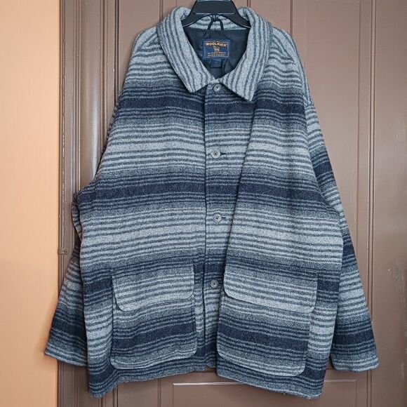 Woolrich Vintage Men's Button Front Grey Ombre Wool Coat size XXL - Picture 1 of 12